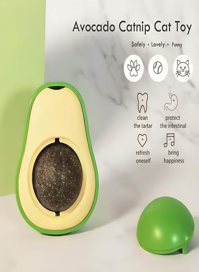 PET FUN لعبة كرات النعناع البري الصالحة للأكل من بيت فن للقطط والقطط الصغيرة | لعبة مضغ دوارة على شكل جدار، نعناع بري لصحة الأسنان والتنظيف واللعق | نفس منعش ولعب (عبوة واحدة، على شكل أفوكادو) - Image 5
